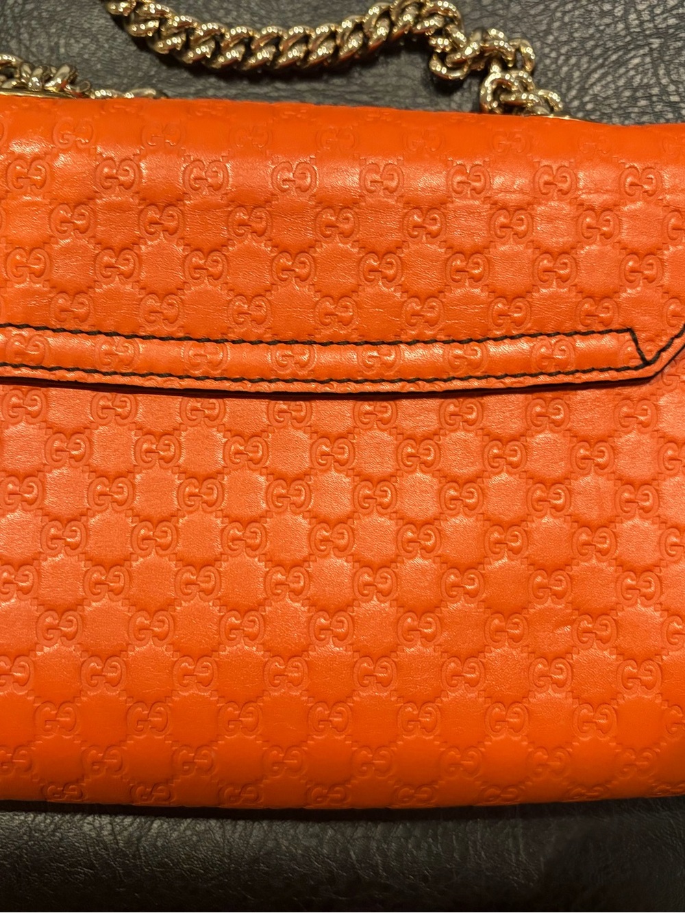Vintage Gucci Orange Leather Monogrammed/Emblam Mini Bag with Horsebit Tassels - Picture 2 of 16